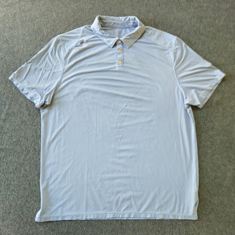 Rhone Polo Shirt XL Blue Micro Check Performance Stretch Wicking Activewear Golf